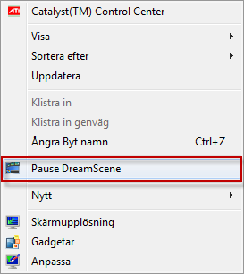 Pausa och Spela upp Dreamscene