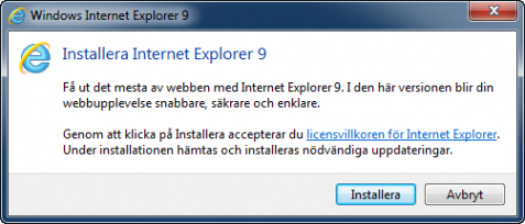 Internet Explorer 9 installera