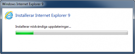 Internet Explorer 9 installerar uppdateringar