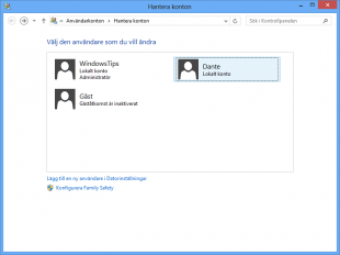 Ändra användarkonto i Windows 8